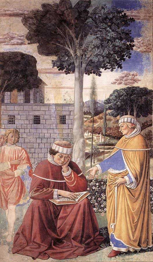 Saint Augustin lisant les épîtres de saint Paul, fresque de Benozzo Gozzoli